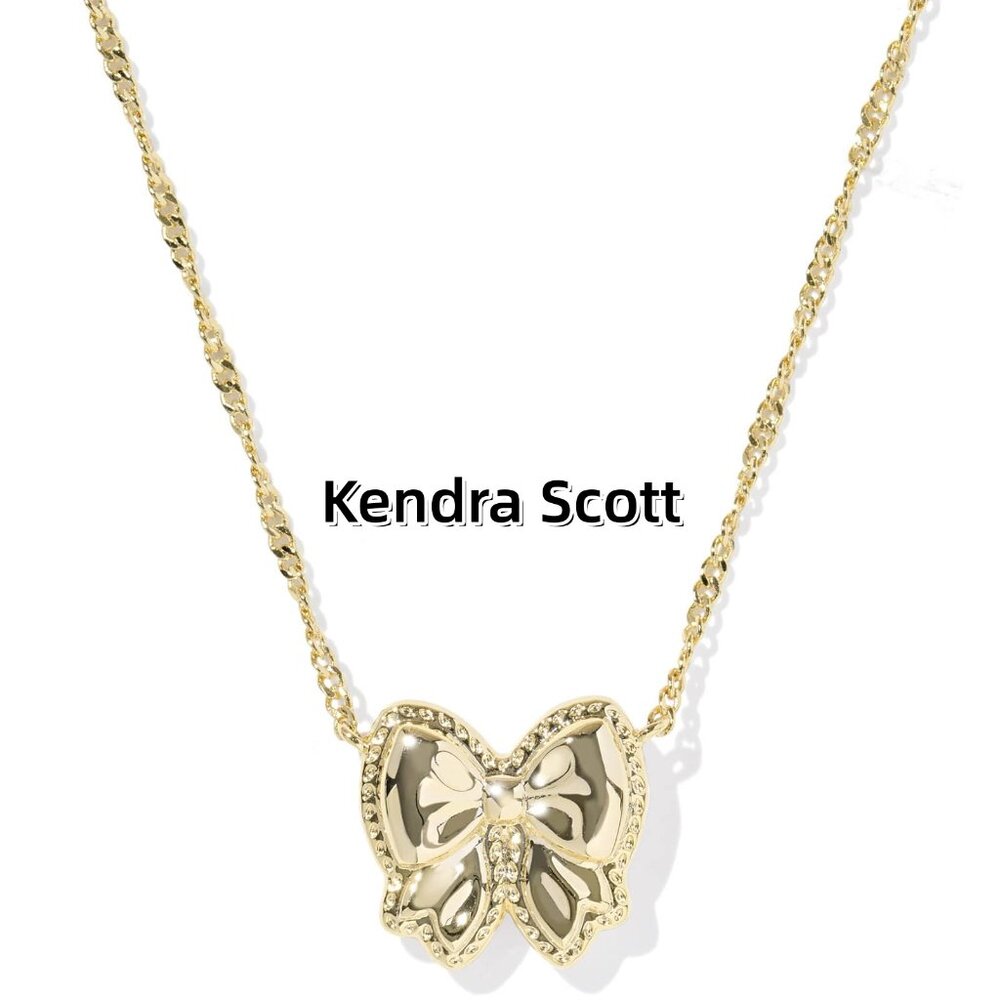 Haley Bow Gold Short Pendant Necklace - Picture 2 of 3